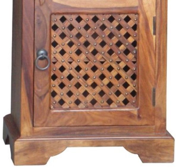 Jaipur Furniture Ganga Latic Brown Right Handle Jali Bedside Table-1