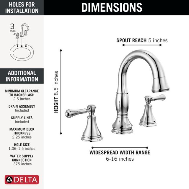 Delta Cassidy® Chrome 2-Handle Pull Down Bathroom Faucet Trim-4