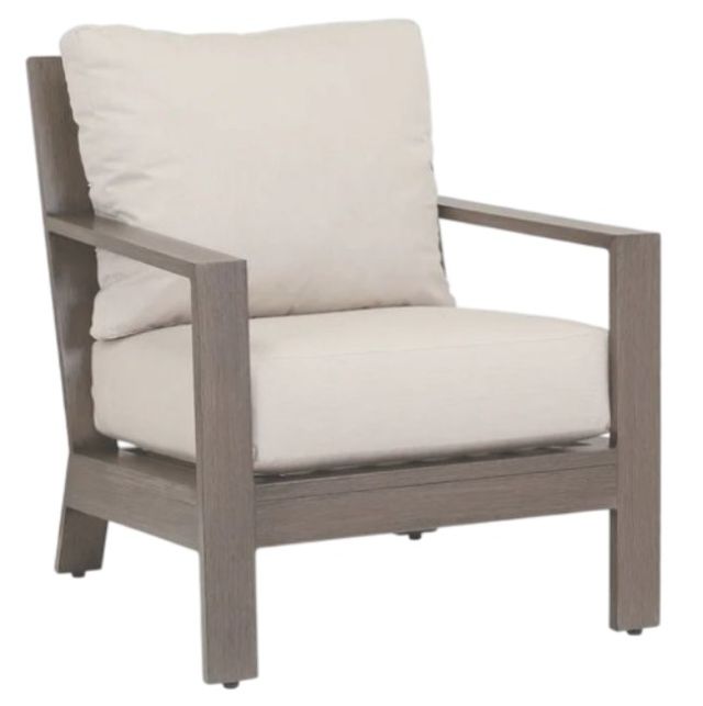 Sunset West Laguna Driftwood Aluminum Outdoor Club Chair with Canvas Flax Cushion-0
