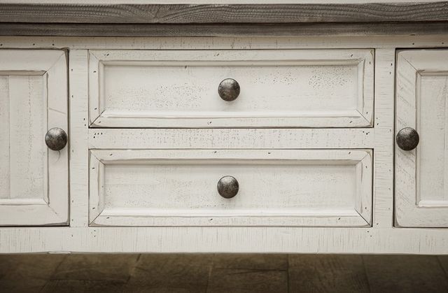 International Furniture Direct Stone Weathered Gray Top Cocktail Table with Antiqued Ivory Base-3