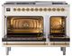 Ilve® Nostalgie II Noblesse 48'' Antique White Pro Style Dual Fuel Range with Brass Trim-1