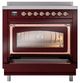 Ilve® Nostalgie II Noblesse 36'' Burgundy Pro Style Induction Range with Copper Trim-3
