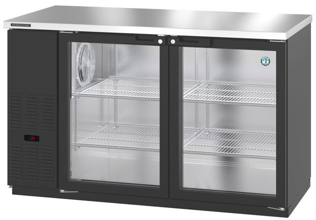 Hoshizaki Back Bar 60" 18.5 Cu. Ft. Black Vinyl Two Section Refrigerator with Glass Swing Doors-0