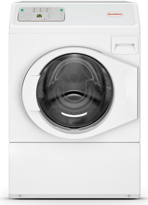 Front view of the Speed Queen® Commercial 27" White Front Load Washer