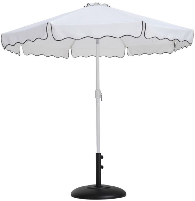 Meridian Furniture Amalfi White/White/Black Aluminum Outdoor Patio Umbrella and Round Base-0