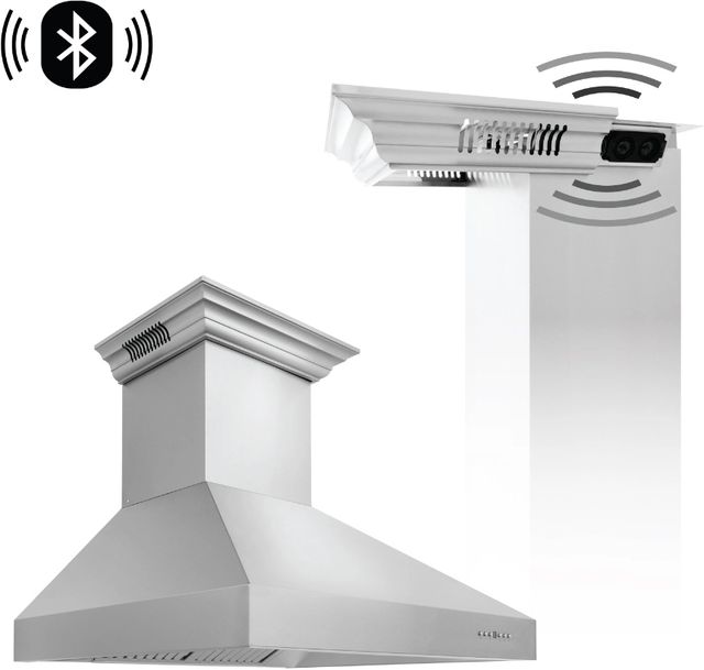 ZLINE 30" Stainless Steel Wall Mounted Range Hood with CrownSound® Bluetooth Speakers-3