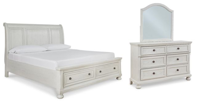 Signature Design by Ashley® Robbinsdale 3-Piece Antique White Queen Sleigh Bed Set-0