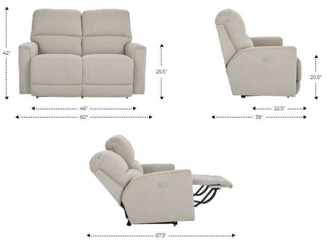 La-Z-Boy® Cade Stone Leather Power Reclining Loveseat with Headrest-2