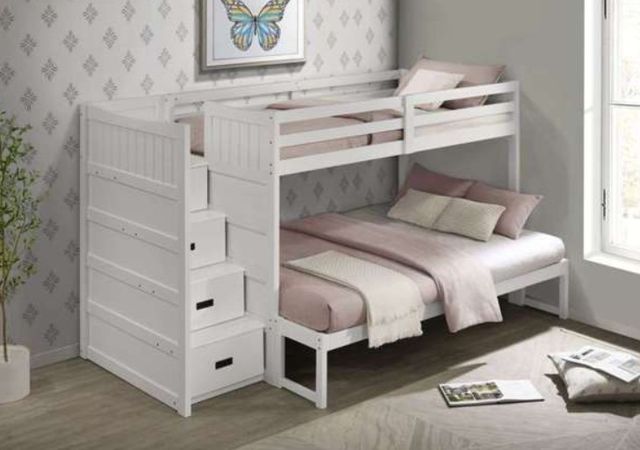 Elements International Sami White Twin Over Full Bunk and Loft Bed-1