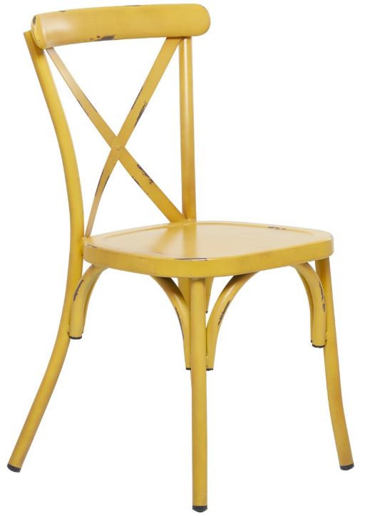 Deco Marche Yellow Metal Outdoor Dining Side Chair-0