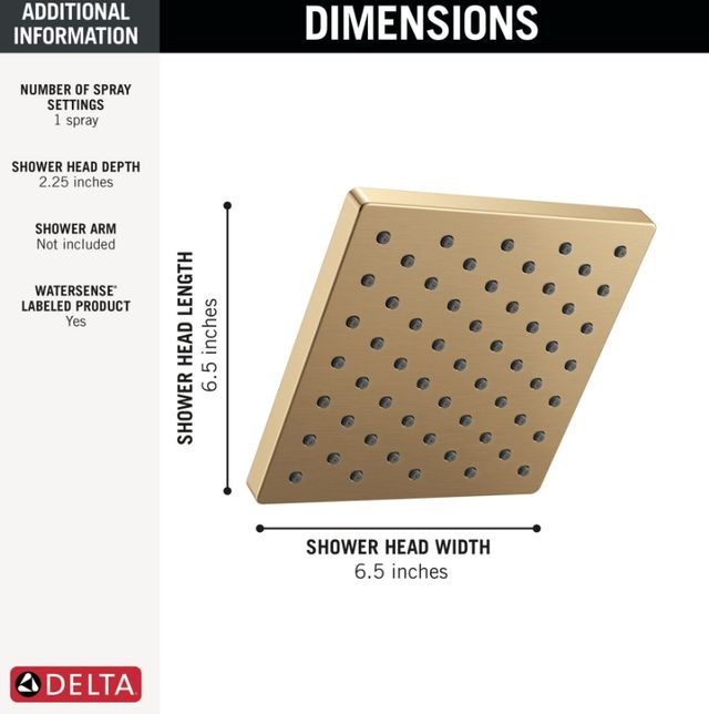 Delta Modern Champagne Bronze Single-Setting Shower Head-3