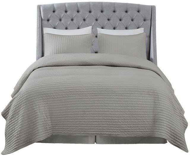 Olliix by Madison Park Grey Queen Harper Upholstery Headboard-1