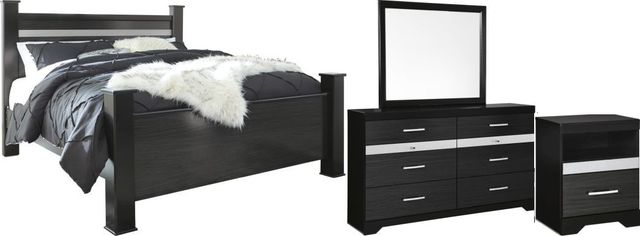 Signature Design by Ashley® Starberry 4-Piece Black King Poster Bed Set-0