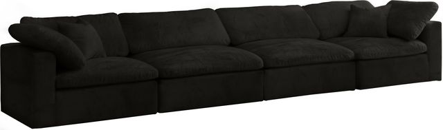 Meridian Furniture Cozy Black Velvet 158" Cloud Modular Sofa-0