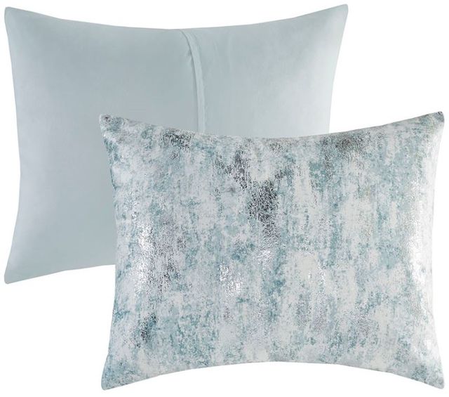 Olliix by CosmoLiving Pearl Aqua Full/Queen Metallic Printed Velvet Comforter Set-1