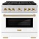 ZLINE Autograph Edition 36" Stainless Steel Pro Style Gas Range with White Matte Door and Polished Gold Accents-0
