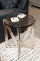 Riverside Furniture Jano Silver Round Glass Top Side Table with Forged Metal Base-1