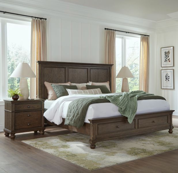 aspenhome® Oxford Cocoa King Panel Storage Bed-2