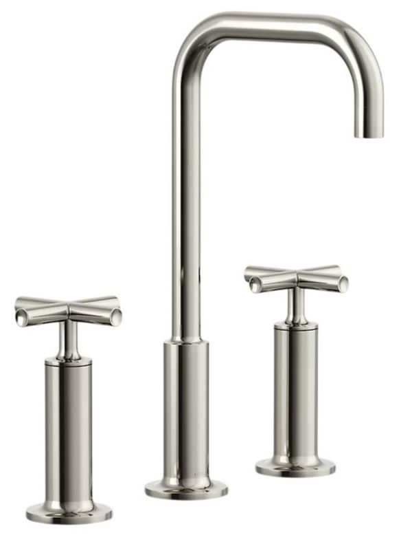 KOHLER® Purist® Vibrant Polished Nickel 11" Widespread Bathroom Sink Faucet with Cross Handles-0