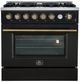FORNO® Marco Series Alta Qualita 36" Black and Antique Brass Pro Style Gas Range-0