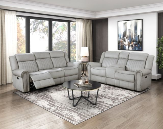 Homelegance® Brennen Mist Double Manual Reclining Loveseat with Center Console-1