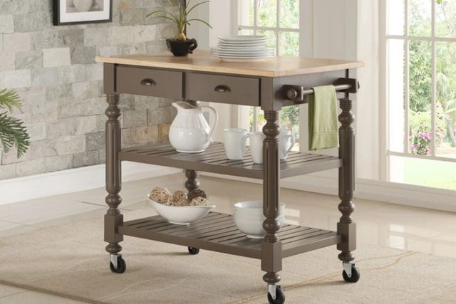 Bernards Payson Taupe Kitchen Cart-1