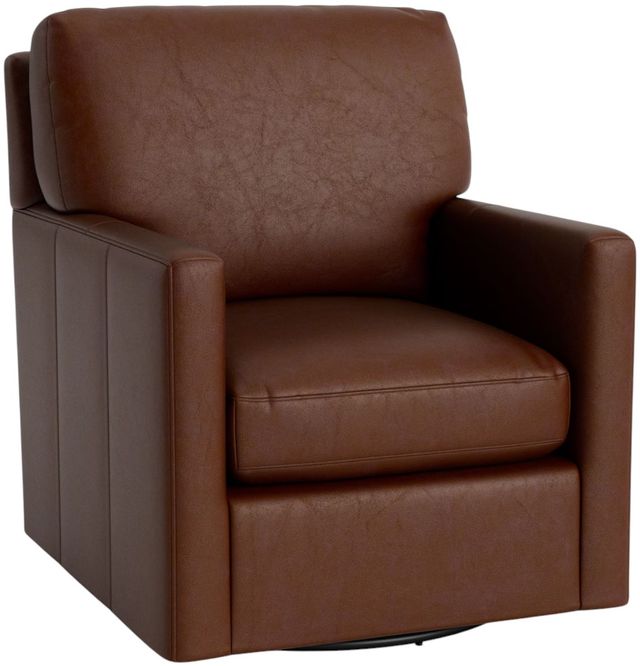 Bassett® Furniture Customizable Trent Leather Thin Track Arm Swivel Chair-0
