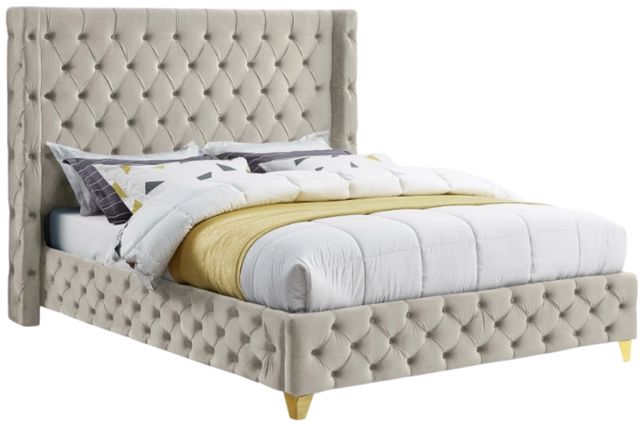 Meridian Furniture Savan Cream King Upholstered Panel Bed-0