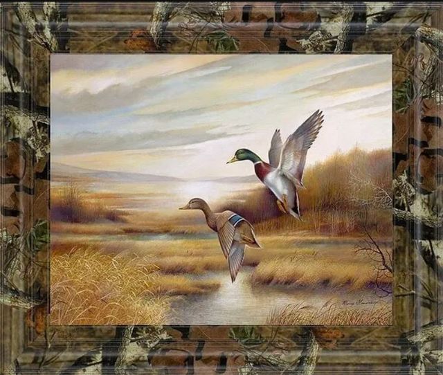 Classy Art Mallards by Ruanne Manning and Mossy Oak Native Living Framed Print-0