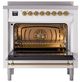 Ilve® Nostalgie II Noblesse 36'' Custom RAL Color Pro Style Induction Range with Brass Trim-2
