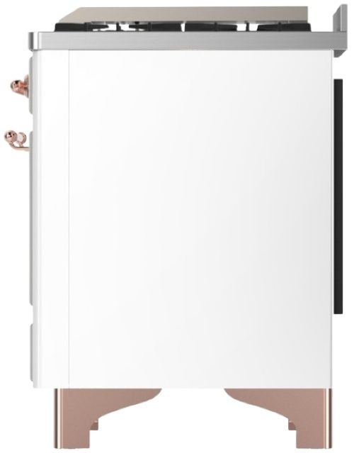 Ilve® Majestic III 60" White Pro Style Dual Fuel Liquid Propane Range with Triple Glass Door and Copper Trim-3