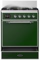 Ilve® Majestic III 30" Emerald Green Pro Style Dual Fuel Natural Gas Range with Solid Door and Chrome Trim-2