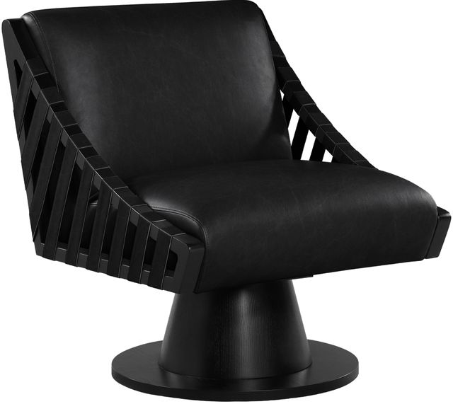 Meridian Furniture Millwin Black Vegan Leather Swivel Accent Chair-0