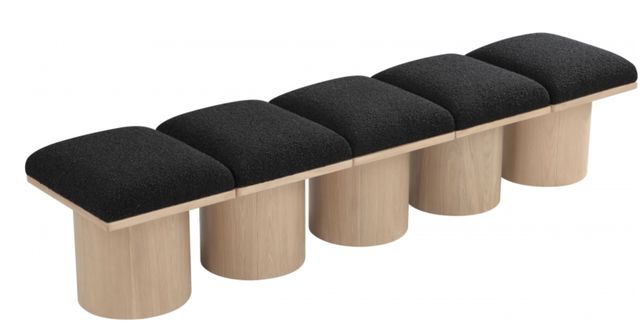 Meridian Furniture Pavilion 5-Piece Black/Natural 78" Modular Bench Set-0