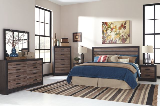 Signature Design by Ashley® Harlinton 2-Piece Warm Gray/Charcoal King Panel Headboard Bed Set-3