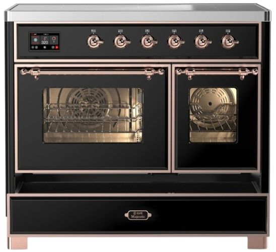 Ilve® Majestic III 40" Glossy Black Pro Style Induction Range with Triple Glass Door and Copper Trim-2