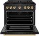 ZLINE Autograph Edition Paramount Series 36" Black Stainless Steel Pro Style Gas Range with Polished Gold Accents -1