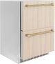 ZLINE Autograph Edition Touchstone 4.6 Cu. Ft. Panel Ready Outdoor-Rated Refrigerator Drawers with Champagne Bronze Handles-2