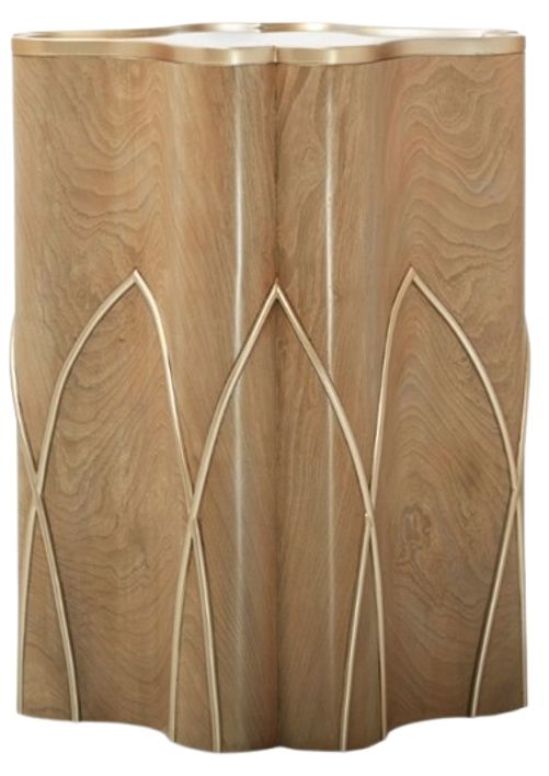 Michael Amini® Villa Cherie Mirrored Glass Chairside Table with Caramel Base-0