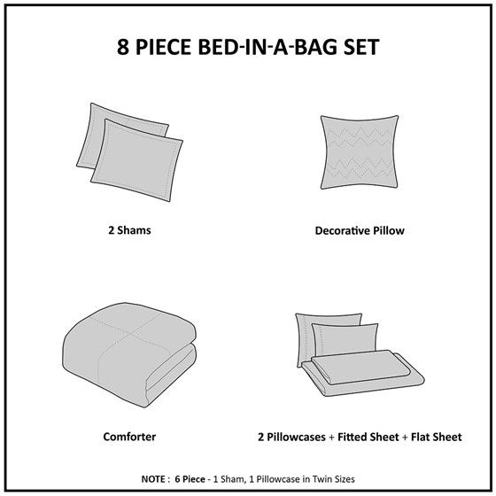 Olliix by Intelligent Design Marsden Blue and Grey Twin XL Complete Bed and Sheets Set-4
