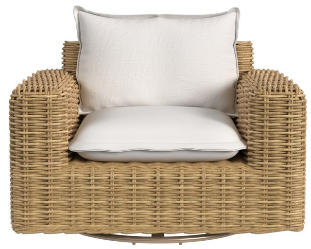 Sunset West Playa Natural Resin Wicker Oversize Swivel Outdoor Club Chair with Soothe Pearl Cushion-1