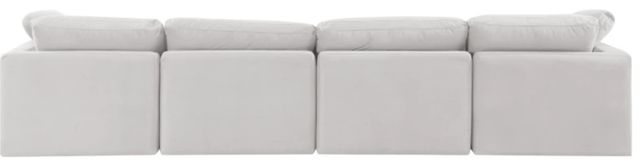 Meridian Furniture Indulge 4-Piece Cream Modular Velvet Sofa-2