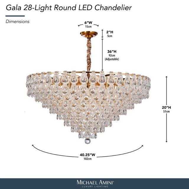 Michael Amini® Gala Gold 28-Light Round LED Chandelier-2