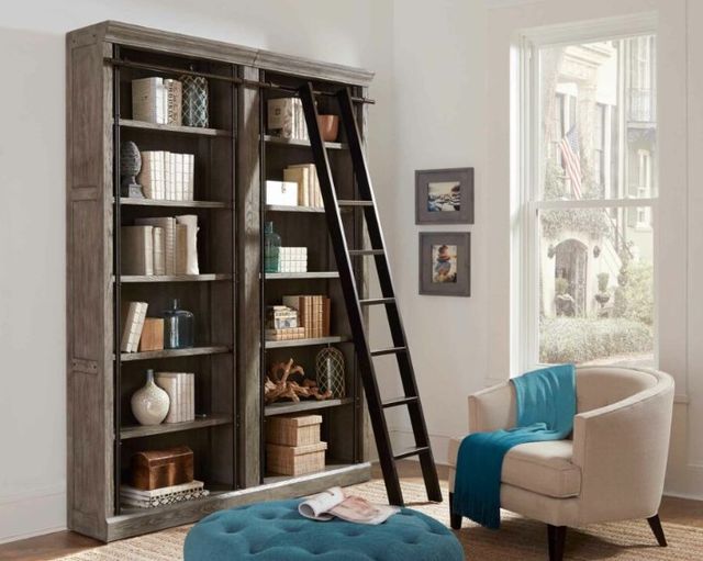 Martin Furniture Avondale 2-Piece Rustic Gray Bookcase-1