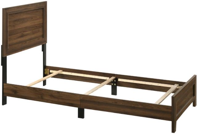 Crown Mark Millie Brown Cherry Twin Upholstered Panel Bed-1