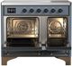 Ilve® Majestic III 40" Blue Gray Pro Style Induction Range with Solid Door and Burnished Trim-1