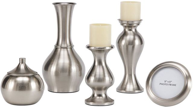 Signature Design by Ashley® Rishona 5-Piece Brushed Silver Accessory Set-0