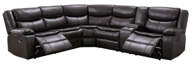 Mazin Furniture Darnell 3-Piece Cocoa Brown Right Side Modular Manual Reclining Sofa Sectional with Console-1