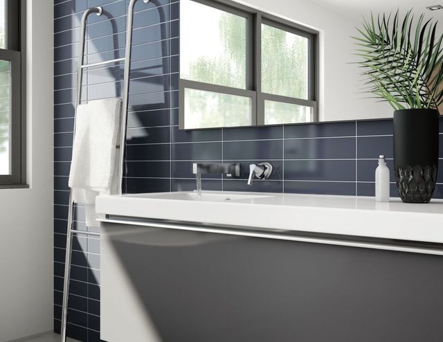 Delta Zura® Chrome Handle Wall Mount Bathroom Faucet Trim-1