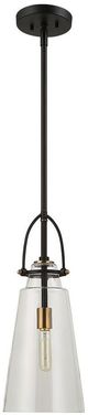 Uttermost® Saugus Antique Brass/Black 1-Light Pendant-0